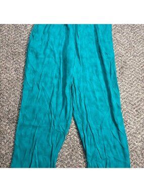 Tealgreen Blue Linen Pants With